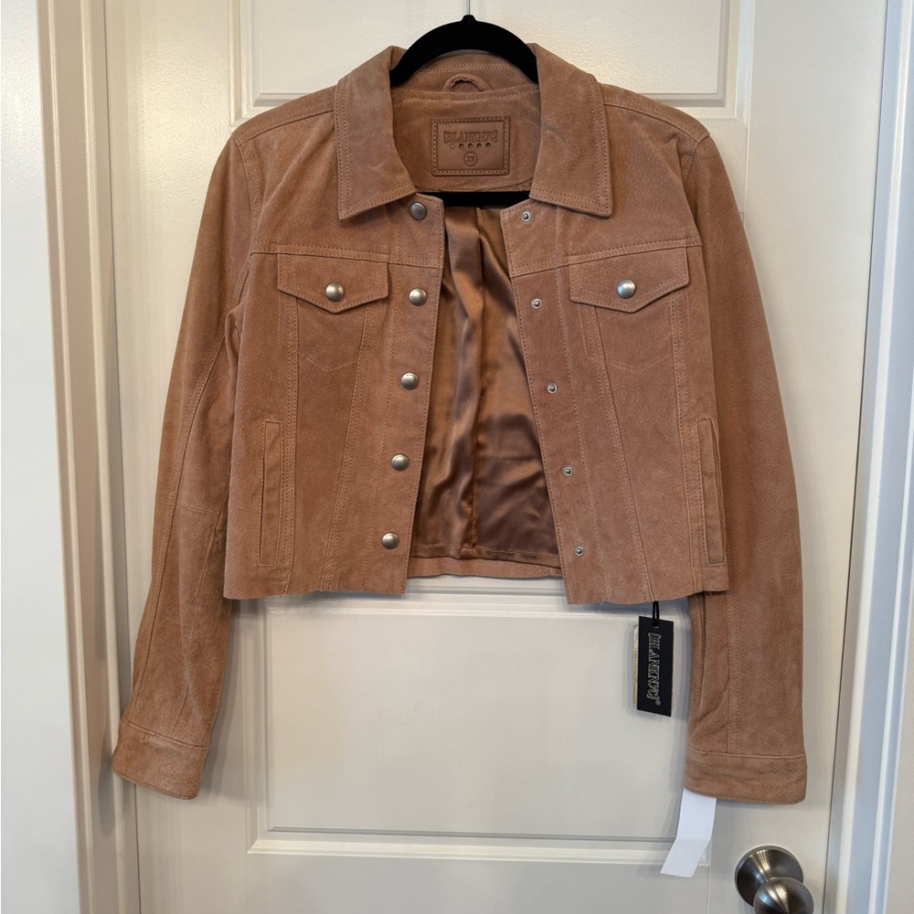 Blank NYC Tan Leather Suede Jacket XSmall